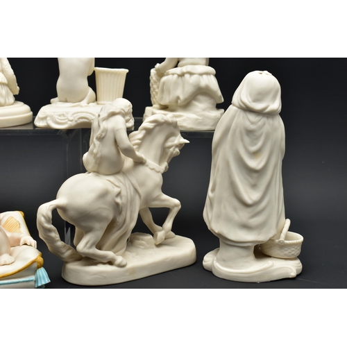 126 - FIVE VARIOUS 19TH AND EARLY 20TH CENTURY PARIAN FIGURES AND TWO CONTINENTAL BISQUE FIGURES, comprisi... 