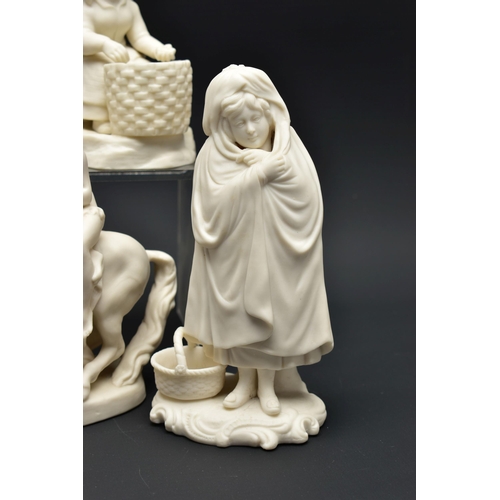 126 - FIVE VARIOUS 19TH AND EARLY 20TH CENTURY PARIAN FIGURES AND TWO CONTINENTAL BISQUE FIGURES, comprisi... 