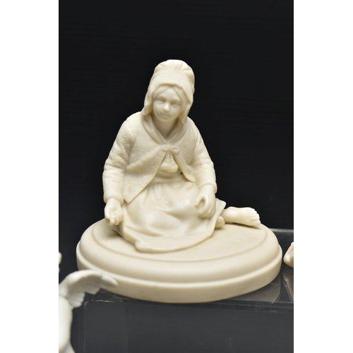 126 - FIVE VARIOUS 19TH AND EARLY 20TH CENTURY PARIAN FIGURES AND TWO CONTINENTAL BISQUE FIGURES, comprisi... 