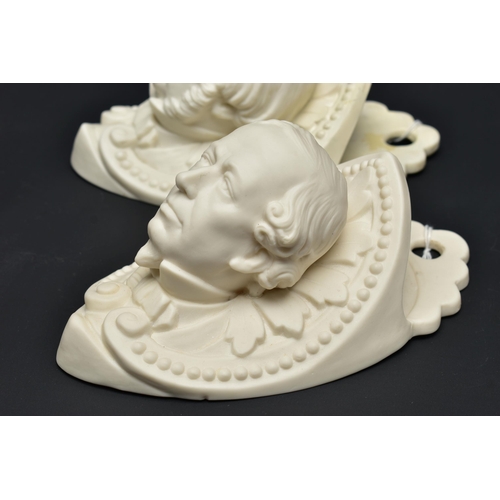 127 - TWO VICTORIAN PARIAN FIRST PERIOD W.H. GOSS WALL VASES MODELLED AS JOHN BRIGHT AND BEACONSFIELD (DIS... 