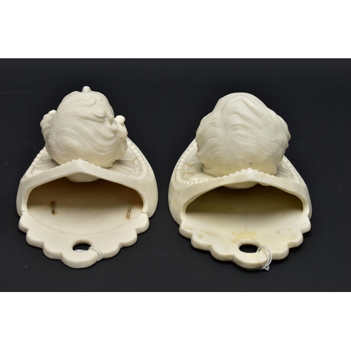 127 - TWO VICTORIAN PARIAN FIRST PERIOD W.H. GOSS WALL VASES MODELLED AS JOHN BRIGHT AND BEACONSFIELD (DIS... 