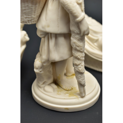 128 - A PAIR OF 19TH CENTURY COPELAND PARIAN FIGURES OF A BOULOGNE FISHERMAN AND HIS COMPANION, modelled a... 