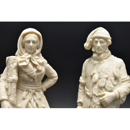 128 - A PAIR OF 19TH CENTURY COPELAND PARIAN FIGURES OF A BOULOGNE FISHERMAN AND HIS COMPANION, modelled a... 