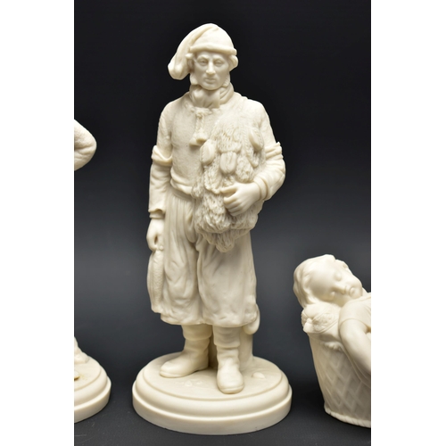 128 - A PAIR OF 19TH CENTURY COPELAND PARIAN FIGURES OF A BOULOGNE FISHERMAN AND HIS COMPANION, modelled a... 