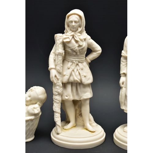 128 - A PAIR OF 19TH CENTURY COPELAND PARIAN FIGURES OF A BOULOGNE FISHERMAN AND HIS COMPANION, modelled a... 