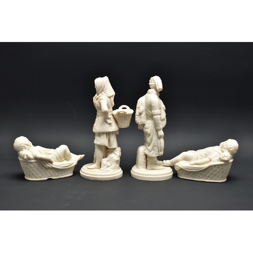 128 - A PAIR OF 19TH CENTURY COPELAND PARIAN FIGURES OF A BOULOGNE FISHERMAN AND HIS COMPANION, modelled a... 