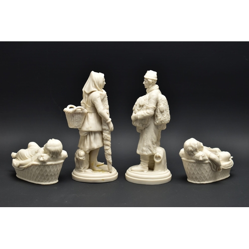 128 - A PAIR OF 19TH CENTURY COPELAND PARIAN FIGURES OF A BOULOGNE FISHERMAN AND HIS COMPANION, modelled a... 