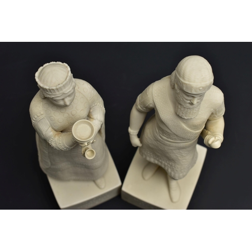 130 - A PAIR OF 19TH CENTURY COPELAND PARIAN FIGURES OF 'SARDANAPALUS 662 B.C.' AND 'THE QUEEN OF SARDANAP... 