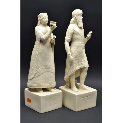 130 - A PAIR OF 19TH CENTURY COPELAND PARIAN FIGURES OF 'SARDANAPALUS 662 B.C.' AND 'THE QUEEN OF SARDANAP... 