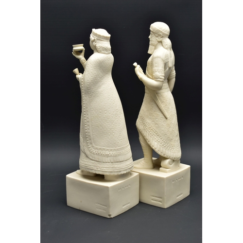 130 - A PAIR OF 19TH CENTURY COPELAND PARIAN FIGURES OF 'SARDANAPALUS 662 B.C.' AND 'THE QUEEN OF SARDANAP... 