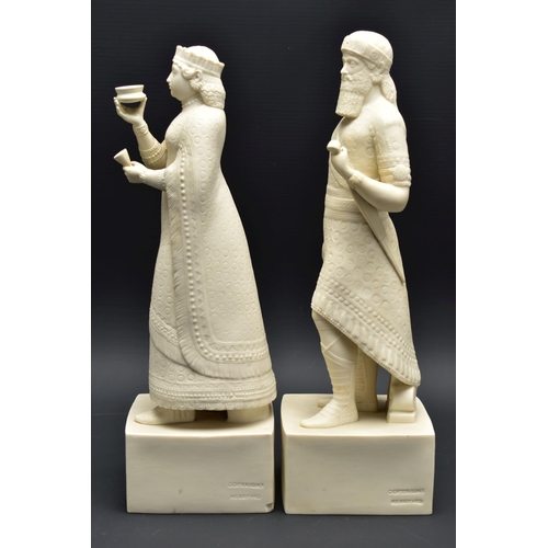 130 - A PAIR OF 19TH CENTURY COPELAND PARIAN FIGURES OF 'SARDANAPALUS 662 B.C.' AND 'THE QUEEN OF SARDANAP... 