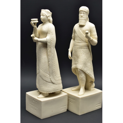 130 - A PAIR OF 19TH CENTURY COPELAND PARIAN FIGURES OF 'SARDANAPALUS 662 B.C.' AND 'THE QUEEN OF SARDANAP... 