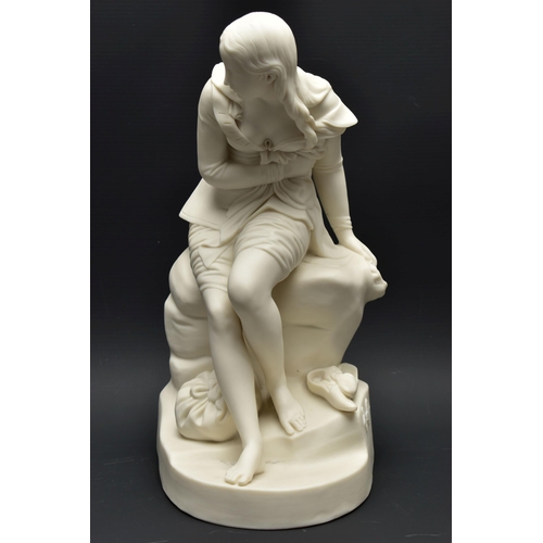 133 - A VICTORIAN JOHN BELL FOR MINTON PARIAN FIGURE DOROTHEA AND PAIR OF 19TH CENTURY PARIAN FIGURES OF A... 