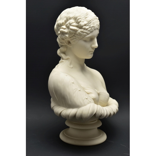 135 - A 19TH CENTURY COPELAND PARIAN BUST CLYTIE, impressed 'COPELAND F 80' to the lower back and 'C. DELP... 