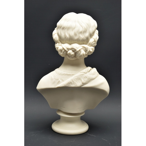 136 - A 19TH CENTURY COPELAND PARIAN BUST PRINCESS ALEXANDRA (with earrings), impressed to the back 'PUBD ... 