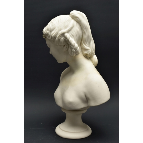 138 - A 19TH CENTURY PARIAN BUST OF PEACE, PROBABLY WORCESTER AND A W.H. GOSS PARIAN BUST OF CLYTIE, both ... 