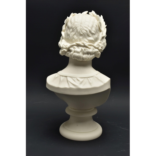 138 - A 19TH CENTURY PARIAN BUST OF PEACE, PROBABLY WORCESTER AND A W.H. GOSS PARIAN BUST OF CLYTIE, both ... 