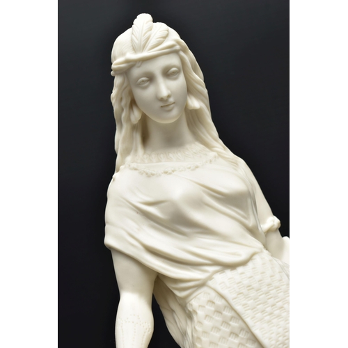 139 - A PAIR OF 19TH CENTURY PARIAN FEMALE ALLEGORICAL FIGURES OF AFRICA AND AMERICA, both modelled as sta... 