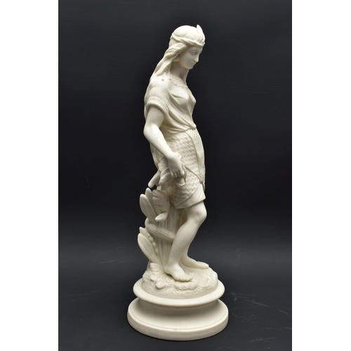 139 - A PAIR OF 19TH CENTURY PARIAN FEMALE ALLEGORICAL FIGURES OF AFRICA AND AMERICA, both modelled as sta... 