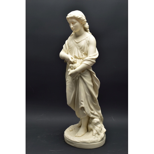 141 - A 19TH CENTURY COPELAND PARIAN FIGURE 'SPRING', designed by L.A. Malempre, modelled as a young woman... 