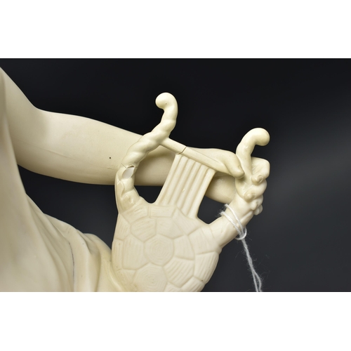 142 - A 19TH CENTURY COPELAND PARIAN FIGURE 'SAPPHO', designed by W. Theed, modelled as standing holding a... 