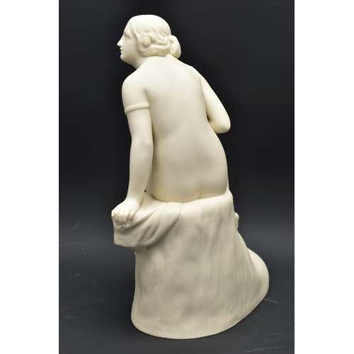 145 - A 19TH CENTURY COPELAND PARIAN FIGURE SABRINA, modelled by W. Calder Marshall, depicting a female nu... 