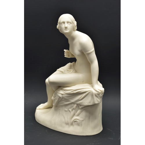 145 - A 19TH CENTURY COPELAND PARIAN FIGURE SABRINA, modelled by W. Calder Marshall, depicting a female nu... 