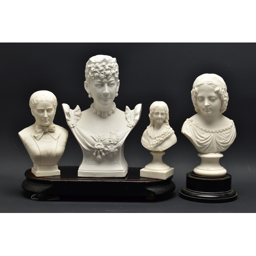 147 - FOUR LATE 19TH AND EARLY 20TH CENTURY PARIAN AND BISQUE BUSTS, comprising a Goss 'Sister Dora', impr... 