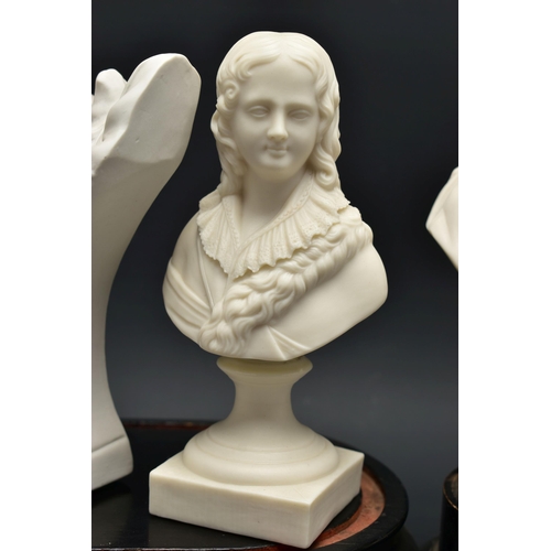 147 - FOUR LATE 19TH AND EARLY 20TH CENTURY PARIAN AND BISQUE BUSTS, comprising a Goss 'Sister Dora', impr... 