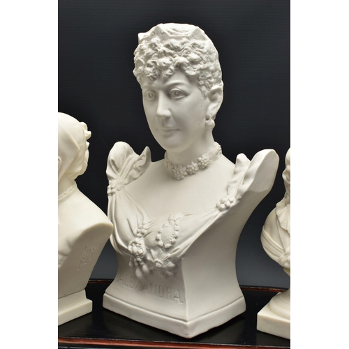 147 - FOUR LATE 19TH AND EARLY 20TH CENTURY PARIAN AND BISQUE BUSTS, comprising a Goss 'Sister Dora', impr... 