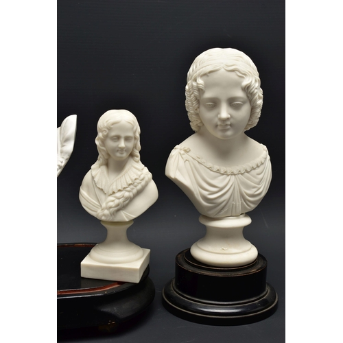 147 - FOUR LATE 19TH AND EARLY 20TH CENTURY PARIAN AND BISQUE BUSTS, comprising a Goss 'Sister Dora', impr... 