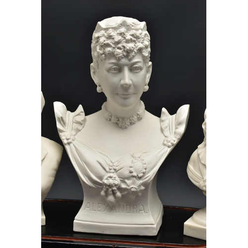 147 - FOUR LATE 19TH AND EARLY 20TH CENTURY PARIAN AND BISQUE BUSTS, comprising a Goss 'Sister Dora', impr... 