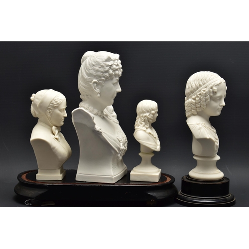 147 - FOUR LATE 19TH AND EARLY 20TH CENTURY PARIAN AND BISQUE BUSTS, comprising a Goss 'Sister Dora', impr... 