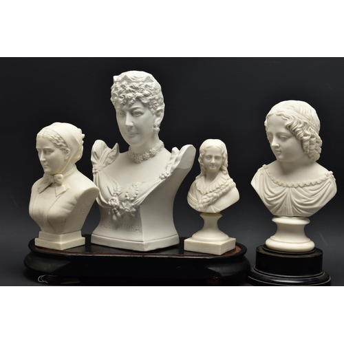 147 - FOUR LATE 19TH AND EARLY 20TH CENTURY PARIAN AND BISQUE BUSTS, comprising a Goss 'Sister Dora', impr... 