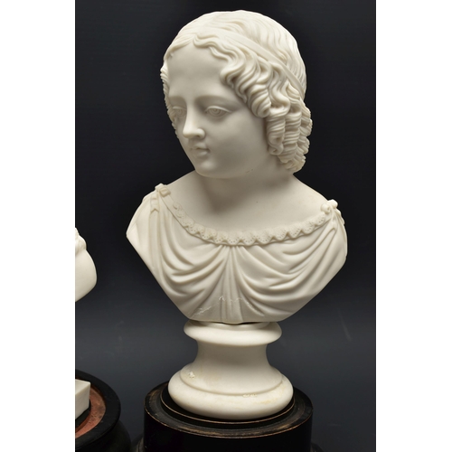 147 - FOUR LATE 19TH AND EARLY 20TH CENTURY PARIAN AND BISQUE BUSTS, comprising a Goss 'Sister Dora', impr... 