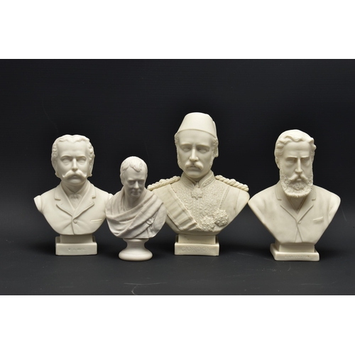 148 - FOUR W.H. GOSS PARIAN BUSTS, comprising General Gordon, printed mark to back, height 18.5cm, William... 