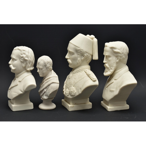 148 - FOUR W.H. GOSS PARIAN BUSTS, comprising General Gordon, printed mark to back, height 18.5cm, William... 