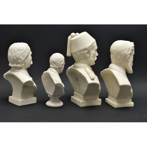 148 - FOUR W.H. GOSS PARIAN BUSTS, comprising General Gordon, printed mark to back, height 18.5cm, William... 