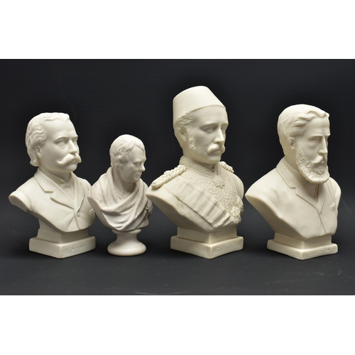 148 - FOUR W.H. GOSS PARIAN BUSTS, comprising General Gordon, printed mark to back, height 18.5cm, William... 