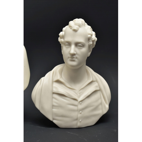 150 - TWO 19TH CENTURY SMALL COPELAND PARIAN PORTRAIT BUSTS AND ANOTHER, the Copeland comprising Duke of W... 