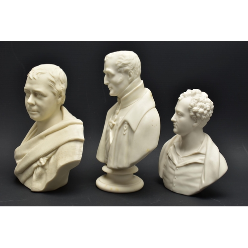 150 - TWO 19TH CENTURY SMALL COPELAND PARIAN PORTRAIT BUSTS AND ANOTHER, the Copeland comprising Duke of W... 