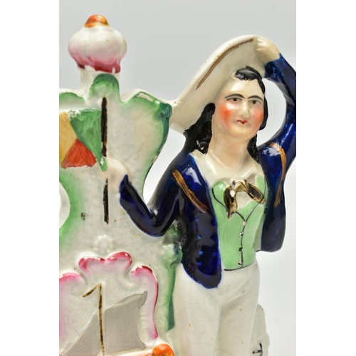 218 - SEVEN VICTORIAN STAFFORDSHIRE POTTERY FIGURES AND GROUPS, comprising a group of Prince of Wales and ... 