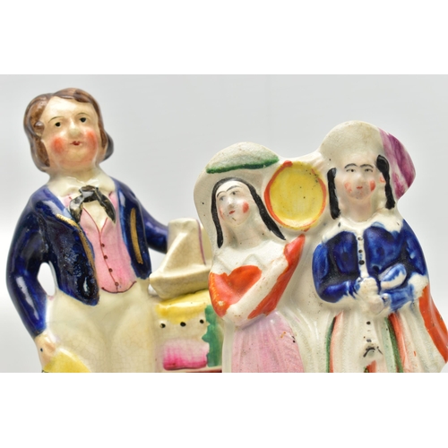 218 - SEVEN VICTORIAN STAFFORDSHIRE POTTERY FIGURES AND GROUPS, comprising a group of Prince of Wales and ... 