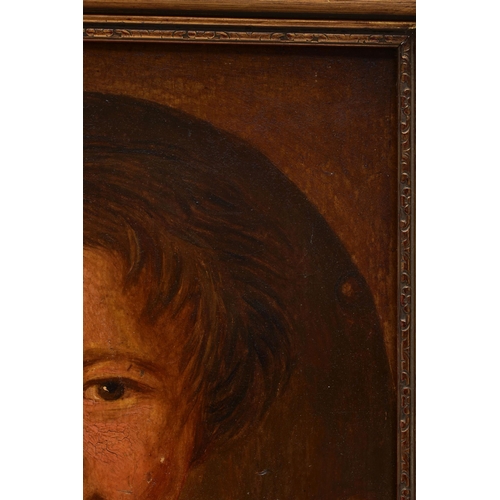 298 - 19TH CENTURY CONTINENTAL SCHOOL, Head and shoulders portrait of a young boy holding soap? in his han... 