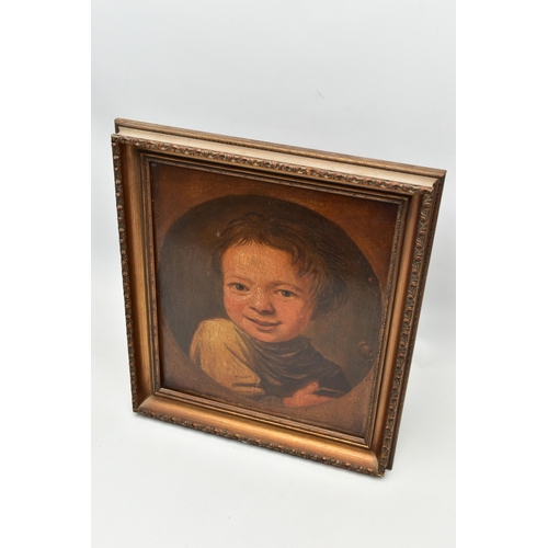 298 - 19TH CENTURY CONTINENTAL SCHOOL, Head and shoulders portrait of a young boy holding soap? in his han... 