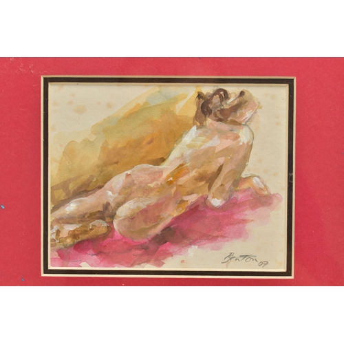 299 - GRAHAM BENTON R.B.S.A (BRITISH 1934-2022) FOUR NUDE FEMALE FIGURE STUDIES, signed and dated '07 bott... 