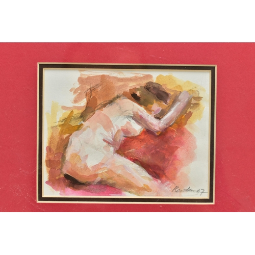 299 - GRAHAM BENTON R.B.S.A (BRITISH 1934-2022) FOUR NUDE FEMALE FIGURE STUDIES, signed and dated '07 bott... 