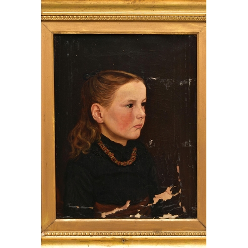 302 - EARLY 20TH CENTURY BRITISH SCHOOL, head and shoulders side profile portrait of a young girl wearing ... 