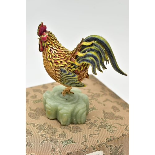 38 - TWO BOXED SÚHAI CHINESE SILVER GILT LIMITED EDITION FIGURES, comprising the 'Ta Bia Mountain Rooster... 