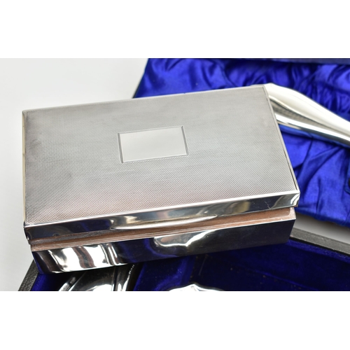 46 - A PARCEL OF 20TH CENTURY SILVER, comprising an Edwardian rectangular cigarette box, the top and side... 